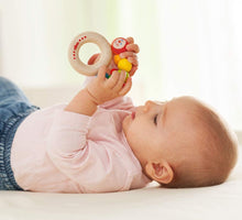 Load image into Gallery viewer, Haba - Clutching Toy Rainbow Caterpillar Beech Wood Rattle & Teether with Plastic Ring