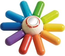 Load image into Gallery viewer, Haba - Rainbow Sun Wooden Clutching Toy Rattle & Teether
