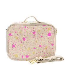 Load image into Gallery viewer, So Young Linen-Fuchsia and Gold Splatter Lunch Box