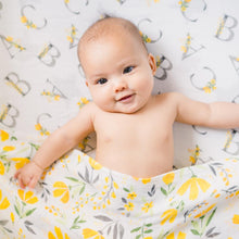 Load image into Gallery viewer, Bebe Au Lait Bamboo Blend Swaddle set - Royal Garden/Floral Alphabet
