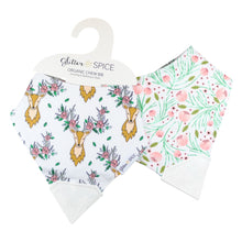 Load image into Gallery viewer, Glitter & Spice Double Sided Organic Bib - Oh Deer/Tulip