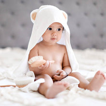 Load image into Gallery viewer, Natemia - White Bamboo Baby Bath Hooded Towel