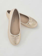 Load image into Gallery viewer, Girl's gold ballet flats with bow