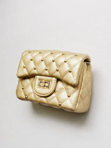 Tiny Treats Girl's Studded Gold Quilted Purse