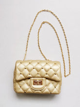 Load image into Gallery viewer, Tiny Treats Girl&#39;s Studded Gold Quilted Purse
