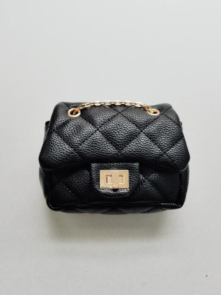 Girl's Black Quilted Mini Purse