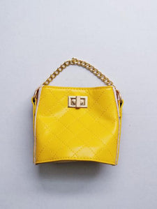 Girl's Yellow Quilted Cross-Body Bucket Bag