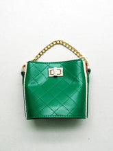 Load image into Gallery viewer, Girl&#39;s Green Quilted Cross-Body Bucket Bag

