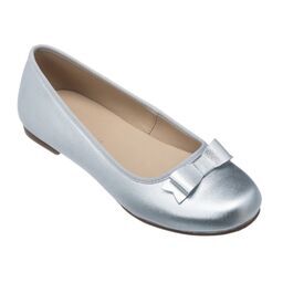 Girl's silver ballet flats with bow