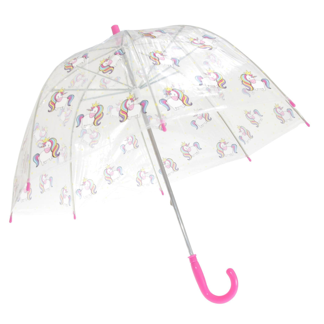 Transparent Unicorn Themed Stick Umbrella