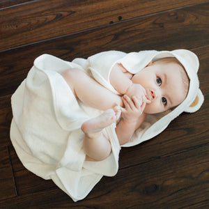 Natemia - White Bamboo Baby Bath Hooded Towel