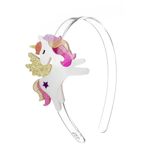 Lilies & Roses NY Unicorn Winged Coral Glitter Headband