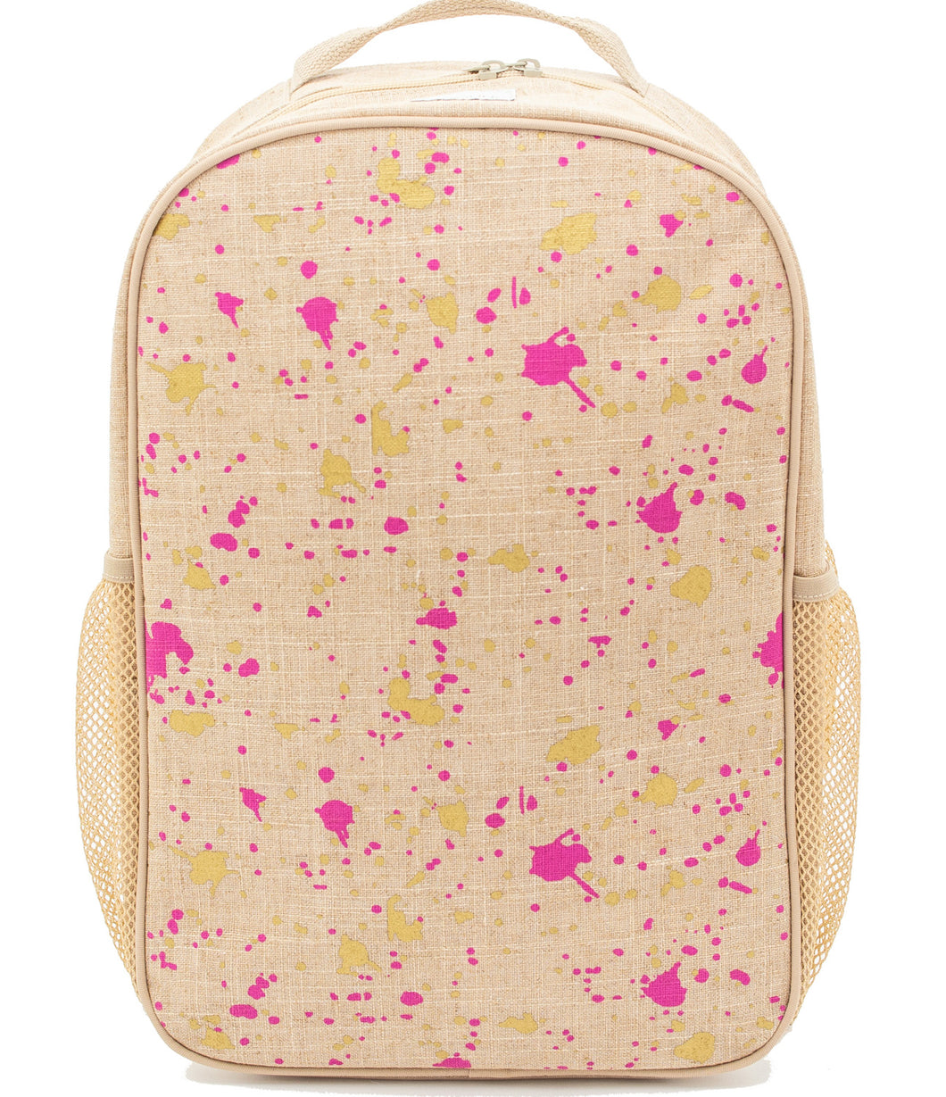 So Young Fuchsia and Gold Splatter Backpack ( 2 sizes )