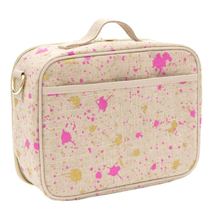 So Young Linen-Fuchsia and Gold Splatter Lunch Box