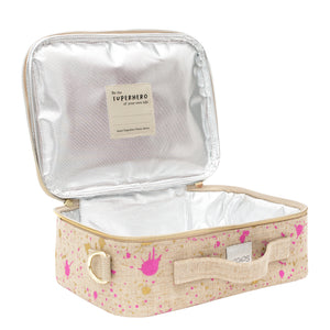 So Young Linen-Fuchsia and Gold Splatter Lunch Box