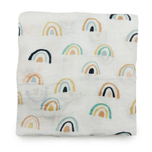 Load image into Gallery viewer, Loulou Lollipop Muslin Swaddle Blanket - Neutral Rainbow

