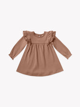 Load image into Gallery viewer, Quincy Mae Baby Girl&#39;s Long Sleeves Flutter Dress with Bloomer set/ Clay
