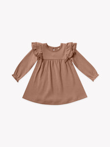 Quincy Mae Baby Girl's Long Sleeves Flutter Dress with Bloomer set/ Clay