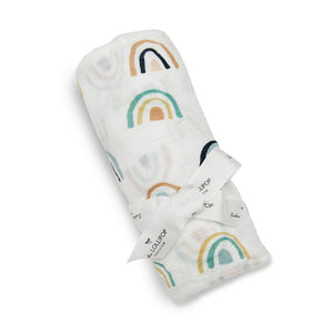 Loulou Lollipop Muslin Swaddle Blanket - Neutral Rainbow