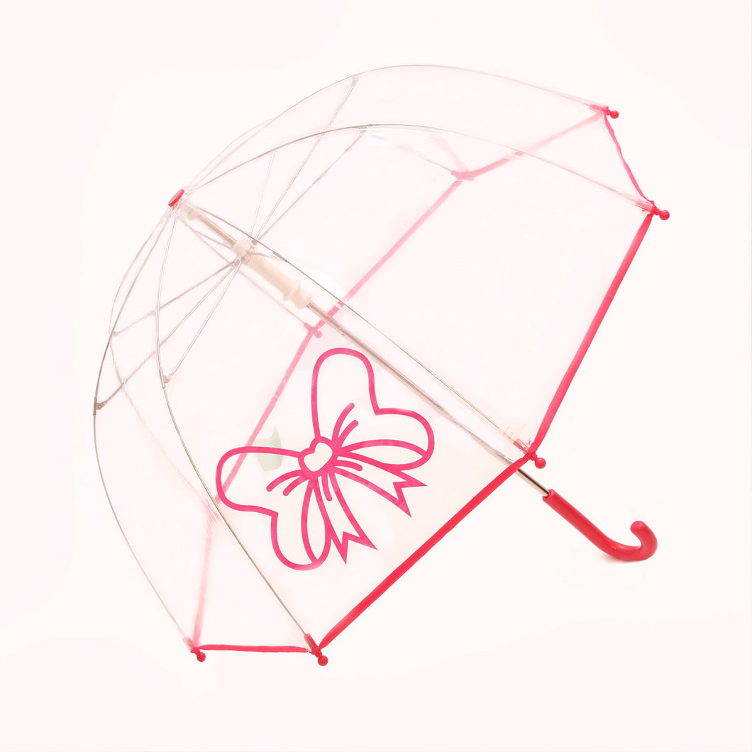 Pluie Pluie Transparent Umbrella with Fuchsia Bow