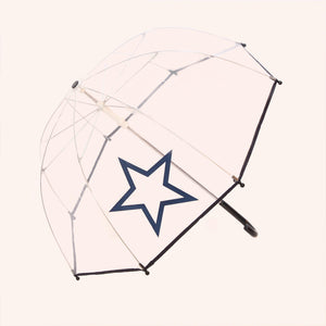 Pluie Pluie Transparent Umbrella with Navy Star