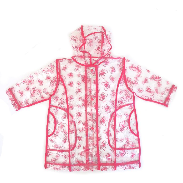 Pluie Pluie Transparent Raincoat with Raw Print