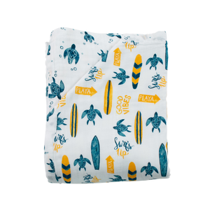 Bebe Au Lait Luxury Muslin Super Snuggle Blanket - Surf + Sea (Toddler +)