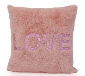OMG Glitter Love Patched Pink Pillow