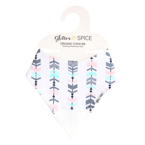 Glitter & Spice Organic Chew Bib - Pastel Arrows