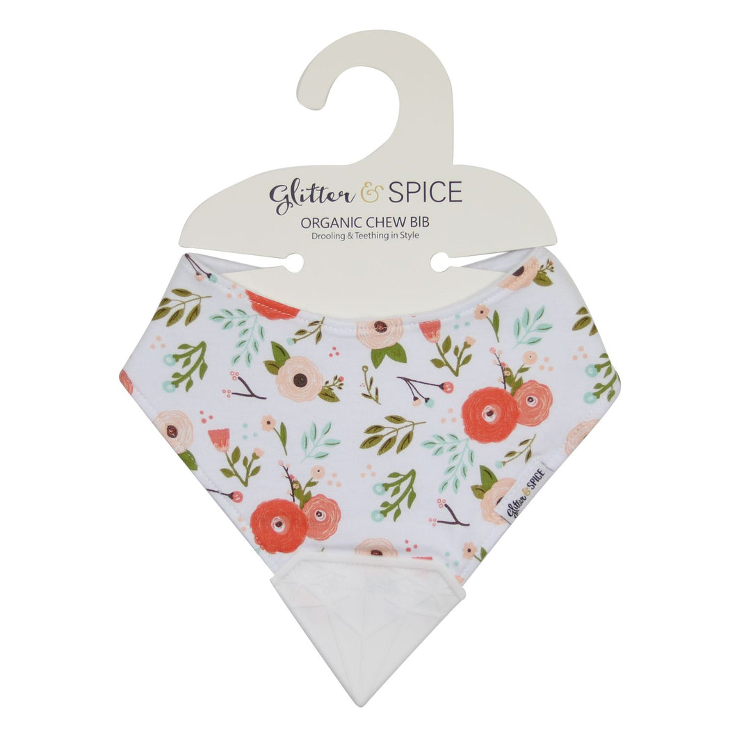 Glitter & Spice Organic Chew Bib - Poppies