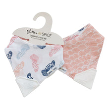 Load image into Gallery viewer, Glitter &amp; Spice Double Sided Organic Chew Bib - Koi/Waves
