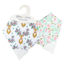 Load image into Gallery viewer, Glitter &amp; Spice Double Sided Organic Bib - Oh Deer/Tulip
