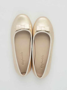 Girl's gold ballet flats with bow