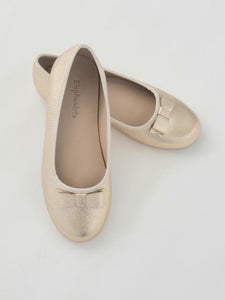 Girl's gold ballet flats with bow