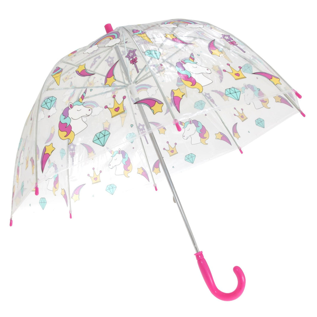 Pluie Pluie Transparent Unicorn and Rainbow Themed Stick Umbrella