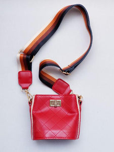 Girl's Red Quilted Cross-Body Bucket Bag