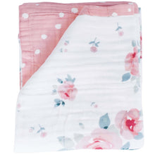 Load image into Gallery viewer, Bebe Au Lait Luxury Muslin Super Snuggle Blanket -  Rosy + Dewdrops (Toddler +)
