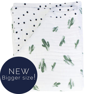 Bebe Au Lait Luxury Muslin Snuggle Blanket - Saguaro + Dottie (Toddler +)